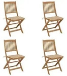 vidaXL Klappbare Gartenst&uuml;hle 4 Stk. mit Kissen Massivholz Akazie