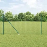 vidaXL Euro Zaun mit 13 Spitzpfosten 1,2x25 m Galvanisierter Stahl Gr&uuml;n