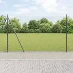 vidaXL Maschendrahtzaun mit 7 Flanschpfosten 1,4 x 10 m verzinkter Stahl