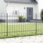 vidaXL Gartenzaun mit Bogenoberteil Grau 13,6x1,2 m Stahl