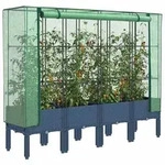vidaXL Hochbeet mit Gew&auml;chshaus-Aufsatz Rattan-Optik 160x40x140 cm