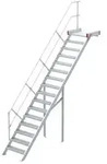 Euroline 511 Podesttreppe 45&deg; 600mm Stufenbreite 16 Stufen Alu gerieft