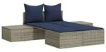 vidaXL Doppel-Sonnenliege mit Kissen Grau Poly Rattan