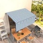 vidaXL Markise Manuell Einziehbar mit Rollo 3x2,5 m Blau und Wei&szlig;
