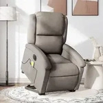 vidaXL Elektrischer Massagesessel mit Aufstehhilfe Taupe Stoff