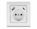 Delock Einbausteckdose mit 2 USB Ladeports 1 x Typ-A
