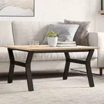 vidaXL Couchtisch Y-Gestell 80x80x45cm Massivholz Kiefer und Stahl