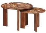 vidaXL Nesting-Couchtische 2 pcs Mehrfarbig Massives Altholz