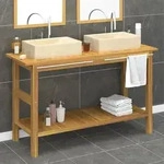 vidaXL Waschtisch mit Creme Marmorbecken Massivholz Teak