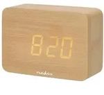 Holz Tischwecker mit LED Anzeige und Snooze Funktion Braun