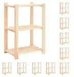 vidaXL Lagerregale 3 B&ouml;den 10 Stk. 60x38x90cm Massivholz Kiefer 150kg