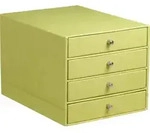 Rhodia Schubladenbox mit 4 Laden Kunstleder 24,8x32 ,7x22,8cm - Anisgr&uuml;n...