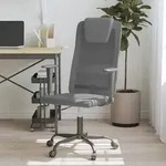 vidaXL B&uuml;rostuhl H&ouml;henverstellbar Grau Netzstoff und Kunstleder