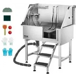 VEVOR Hundewaschstation aus Edelstahl, 961x620x1220 mm Tierpflegewanne mit