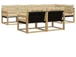 vidaXL Outdoor-Sofagarnitur mit Kissen 7 pcs Wei&szlig; und Beige