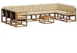 vidaXL Outdoor-Sofagarnitur mit Kissen 11 pcs Natur und Beige