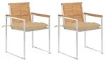 vidaXL Gartenst&uuml;hle mit Kissen 2 Stk. Massivholz Teak und Stahl