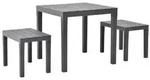 vidaXL Gartentisch mit 2 B&auml;nken Kunststoff Braun