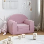 vidaXL Schlafsofa f&uuml;r Kinder Rosa Weich Pl&uuml;sch