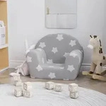 vidaXL Kindersofa Hellgrau mit Sternen Weich Pl&uuml;sch