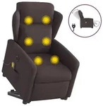 vidaXL Elektrischer Massagesessel mit Aufstehhilfe Dunkelbraun Stoff