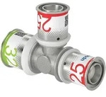 Uponor T-St&uuml;ck S-Press PLUS reduziert aus Messing, verzinnt 32x25x25mm
