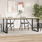 vidaXL Esstisch O-Gestell 200x100x75cm Massivholz Kiefer und Stahl
