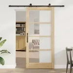 vidaXL Schiebet&uuml;r mit Hardware-Set 'ORKDAL'Massivholz und Glas