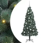 vidaXL K&uuml;nstlicher vorbeleuchteter Weihnachtsbaum mit Kugelset 150 cm