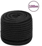vidaXL Bootsseil Schwarz 16 mm 100 m Polypropylen