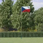 vidaXL Tschechische Flagge mit Mast 5,55 m Aluminium