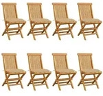 vidaXL Gartenst&uuml;hle mit Beigen Kissen 8 Stk. Massivholz Teak