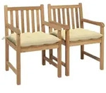 vidaXL Gartenst&uuml;hle 2 Stk. mit Cremewei&szlig;en Kissen Massivholz Teak