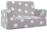 vidaXL Kindersofa 2-Sitzer Hellgrau mit Sternen Weich Pl&uuml;sch