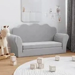 vidaXL Kinder-Schlafsofa 2-Sitzer Hellgrau Weicher Pl&uuml;sch