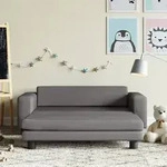 vidaXL Kindersofa mit Hocker Grau 100x50x30 cm Kunstleder