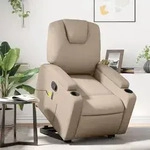 vidaXL Massagesessel mit Aufstehhilfe Cappuccino-Braun Kunstleder
