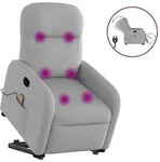 vidaXL Massagesessel mit Aufstehhilfe Elektrisch Wolkengrau Stoff