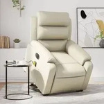 vidaXL Massagesessel mit Aufstehhilfe Elektrisch Creme Kunstleder