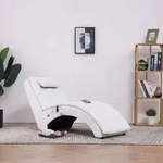 vidaXL Massage Chaiselongue mit Kissen Wei&szlig; Kunstleder