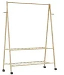 vidaXL Kleiderst&auml;nder mit Ablagen und Rollen 132x45,5x155,5 cm Bambus