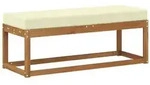 vidaXL Outdoor Hockerbank mit Kissen Natur und Creme 115 x 43 x 45 cm