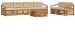 vidaXL Outdoor-Sofagarnitur mit Kissen 7 pcs Natur und Beige