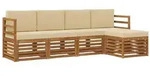 vidaXL Sofagarnituren 5 pcs Natur und Beige Massivholz Akazie