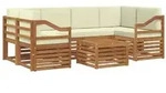 vidaXL Outdoor-Sofagarnitur 7 pcs Natur und Creme Massivholz Akazie
