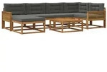 vidaXL Outdoor-Sofagarnitur mit Kissen 7 pcs Natur und Anthrazit