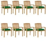 vidaXL Stapelbare Gartenst&uuml;hle mit Kissen 8 Stk. Massivholz Teak