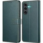 Handyh&uuml;lle Samsung Galaxy A25 5G Leder Klapph&uuml;lle Dunkelgr&uuml;n