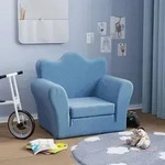 vidaXL Schlafsofa f&uuml;r Kinder Blau Weich Pl&uuml;sch
