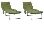 vidaXL Klappbare Sonnenliege mit Kissen 2 pcs Dunkelgr&uuml;n